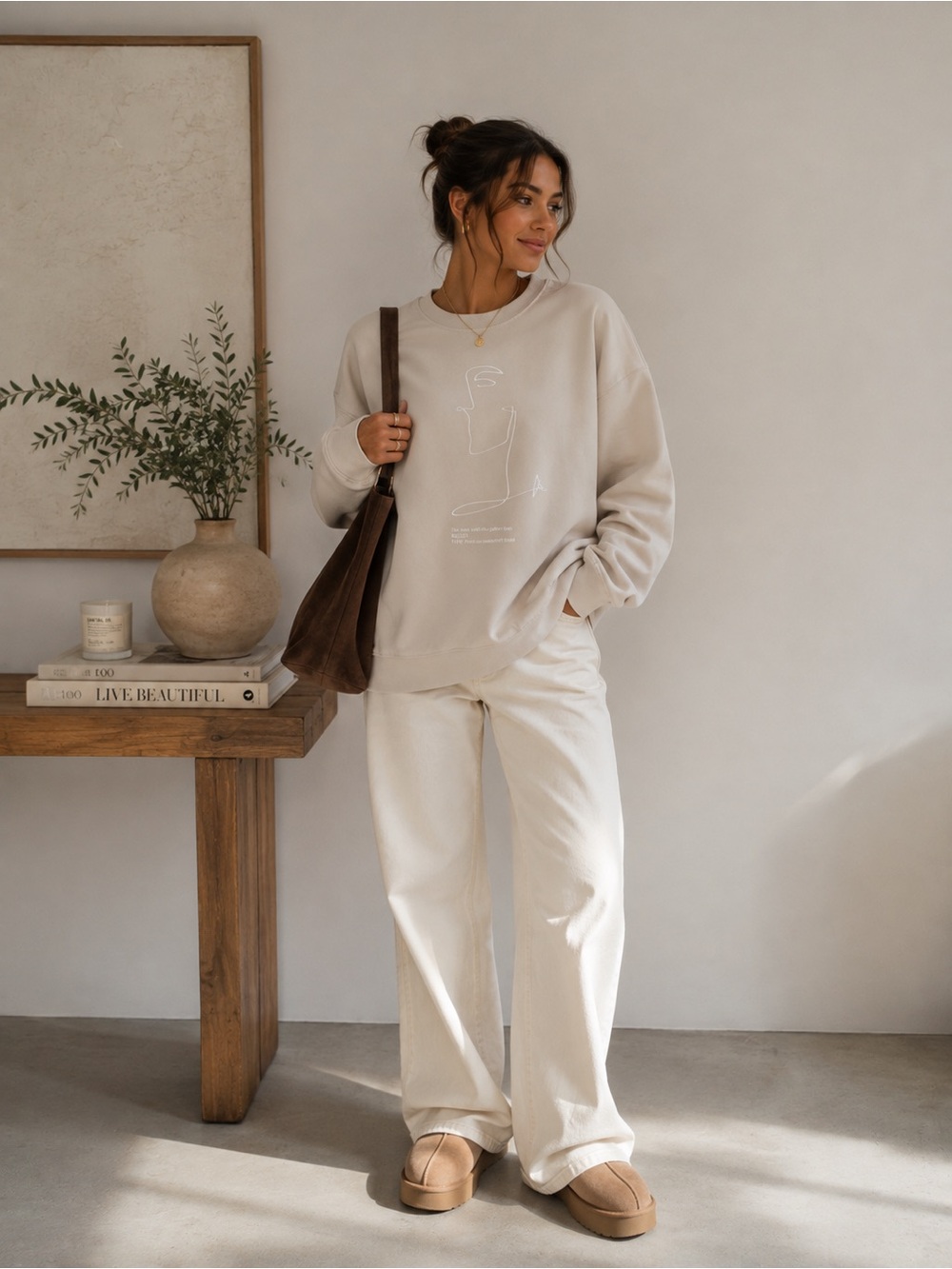 Zara Cream Graphic Sweatshirt